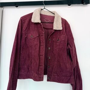 Pink Corduroy Jacket with Sherpa Collar